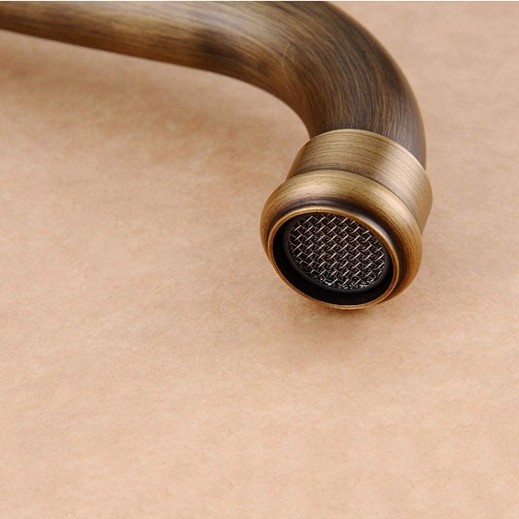 Rubinetto per lavello da Cucina, Miscelatore a Doppia Leva con beccuccio Girevole, con Struttura in Ottone Massiccio, Rubinetto Moderno da Incasso a Parete.