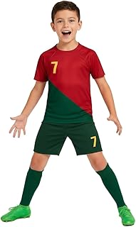 Sports Soccer Football Portugal Jersey Ronaldo 7 Home Away Kit Jersey T-Shirt with Black Shorts(Kid's,Boy's & Men) M2 Price In India