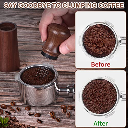 Espresso Wdt Tool For Coffee Bar Accessories, Walnut Handle & Stand Espresso Distribution Tool,8 Needles 0.25Mm Espresso Stirrer With 2 Types Replacement 0.35Mm Needles, Professional Wdt Tool Espresso #TOP4