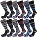 USBingoshop Mens Men Cotton Dress Socks Fun Colorful Fashion Stretchable Classic Comfort Mid Calf Crew Socks 10-13(10-13, Striped Pack of 12)