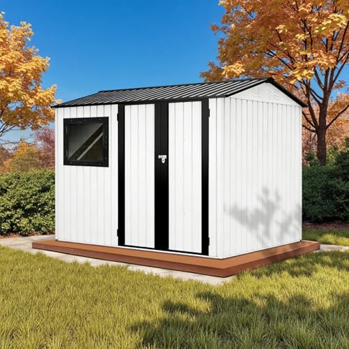 HOMAVO Abri de Jardin Métal – Cabane/Cabanon de Jardin Extérieur pour Outils, Vélos ou Moto – Abri Jardin Résistant aux Intempéries avec Grande...
