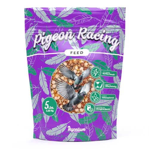 Mycelium Organic Racing Pigeon Food (5 LB Bag) | High-Protein Bird Seed with Vitamin Premix | Supports Endurance, Muscle Recovery & Flight Performance | Non-GMO, No Fillers, Made in USA
