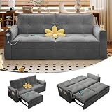 73'Pull Out Sofa Bed,3-in-1 Queen Size Sofa Bed, Loveseat Sleeper Sofa with Pull Out Bed, Pockets and USB...