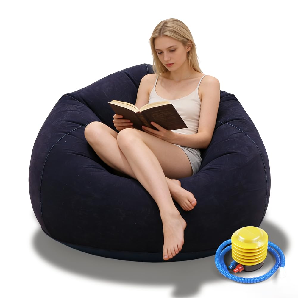 Aufblasbarer Sitzsack, Aufblasbares Stuhl-Sofa, Aufblasbare Sitz-Gaming-Liege, Aufblasbare Sofa-Couch, Aufblasbarer Lounge-Sessel, Tragbare Aufblasbarer Stuhl, für Wohnzimmer, Schlafzimmer (blau)