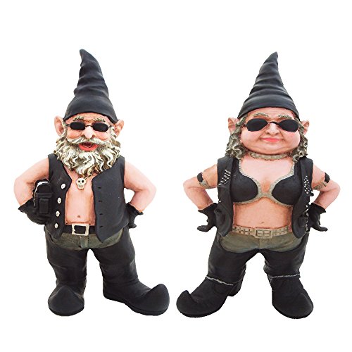Nowaday Gnomes - "Biker Babe The Biker Gnome In Leather Motorcycle Riding Gear Home & Garden Figurine 8.5" H #TOP3