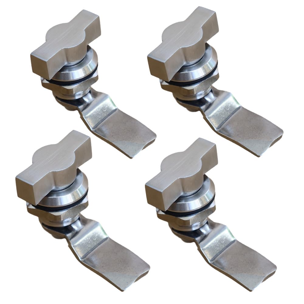 Thumb Operated Offset Cam Lock, Stainless Steel Keyless, Metal Replacement Lock Cylinder for RV Compartment Camper Storage Door Cabinet Mailbox Drawer