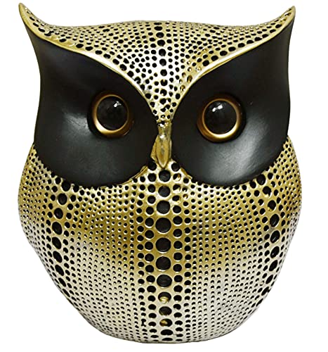 GoYonder Owl Decor Statue Sculpture for Home, Office , Bookshelf ,TV Stand Decoration Resin Animal Sculpture Minimalist Style Crafts Gift for Friend or Family, Animal Lovers Black