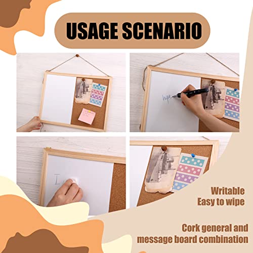 Imzay Combination Small Whiteboard Cork-Board Set, 16" X 12" Wooden Frame Magnetic Dry Erase Board Mini Bulletin Cork Board With Gaskets, Push Pins, Eye Bolts, Screws For School, Home & Office #TOP3