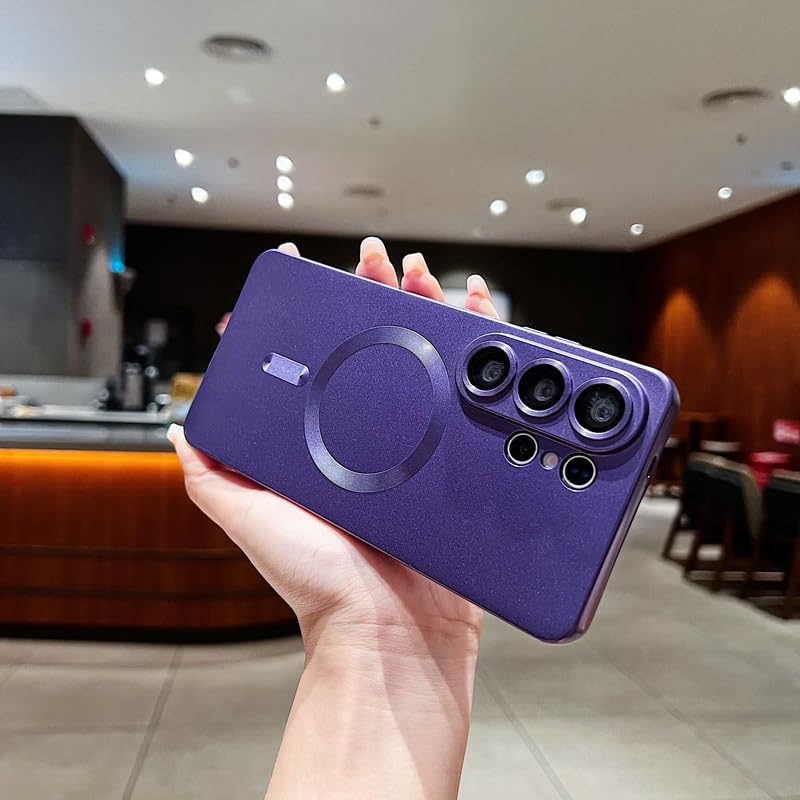 Image of LuxuryKase Premium MagSafe Case for Samsung Galaxy S26 Ultra | Shockproof & Anti-Scratch Cover | Soft Silicone with Wireless Charging | Camera Lens Guard - Purple