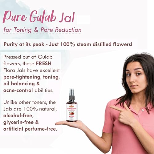 Image of Khadi 100% HERBAL Rose Water Spray - 100% Pure & Natural Skin Toner for Hydration, Glow & Pore Tightening - Alcohol-Free, Refreshing Mist - 100ml