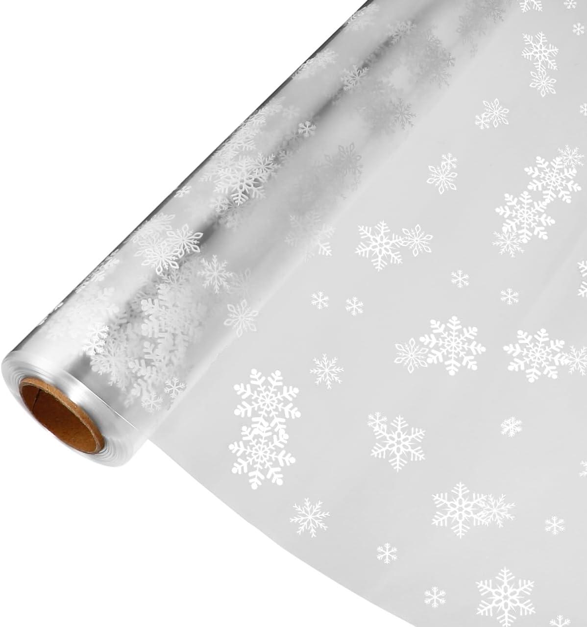 Christmas Cellophane Wrap Roll| 3 Mil Thickness Snowflake Wrap Cellophane Cello Rolls for Christmas Baskets Flowers Wrapping (3000x86cm)