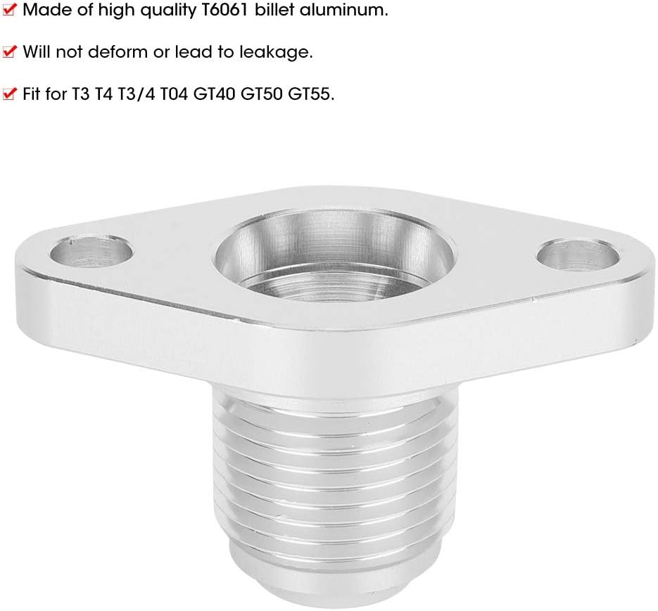 12 AN Turbo Oil Drain Return Flange T3 T4 T3/4 T04 GT40 GT50 GT55 Silver 51mm M8 x 1.25