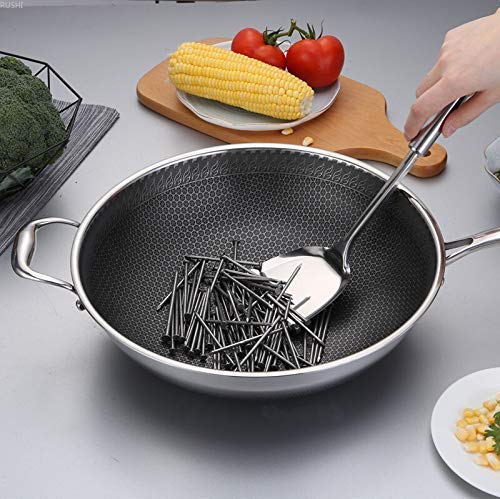 Wok de hierro sin recubrimiento 32 cm con mango resistente al calor miniatura 3