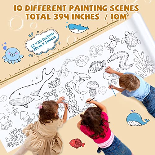10 peças de rolo de desenho infantil, rolo de papel para colorir de 30 x 100 cm, papel de enchimento