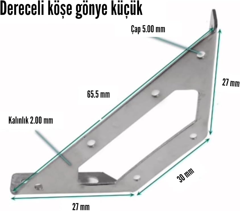 Metal Corner Connection Apparatus, 10 Pieces Furniture Cabinet Mounting Brackets, Wall Fixing Miter, 65.5x30x27mm