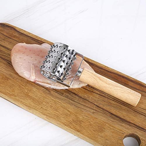 Ablandador de Carne Rodillo Acero Inoxidable Madera miniatura 5