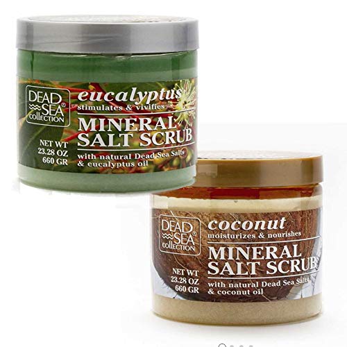 Dead Sea Collection Mineral Salt Scrub Coconut | Eucalyptus BUNDLE .23.28OZ EACH