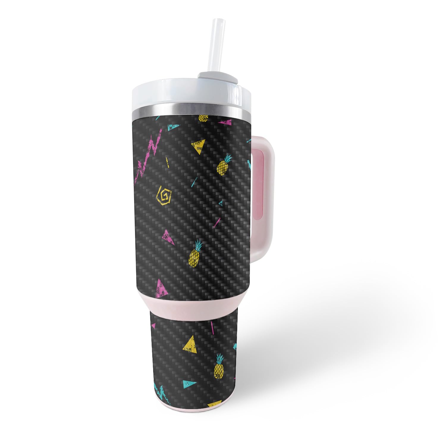 MightySkins Carbon Fiber Skin Compatible with Stanley The Quencher H2.0 FlowState 40 Oz Tumbler - Magic Pineapple | Protective, Durable Textured Carbon Fiber Finish | Easy to Apply