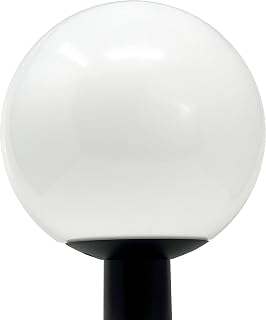 KastLite Lamp Post Globe Combo Lighting Fixture | 14" White Acrylic Lens with Black Fitter Wing Clips | Fits 3" Diameter Posts (Not Included) | Comes with with 5000K LED Bulb