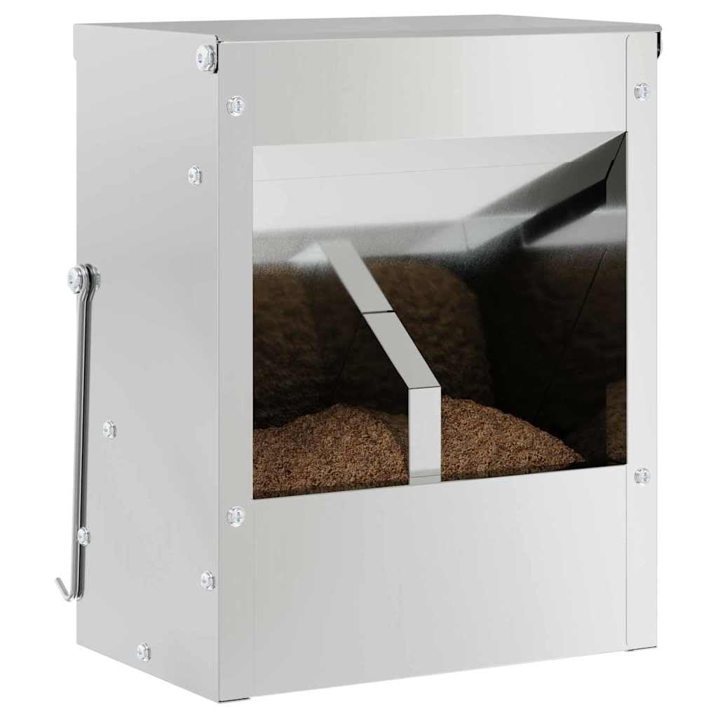 Comedero para conejos de acero galvanizado, color plata, 20 x 12,5 x 25 cm, capacidad de 3 kg, con gancho, resistente al agua y a la intemperie, para interior y exterior, suministros para