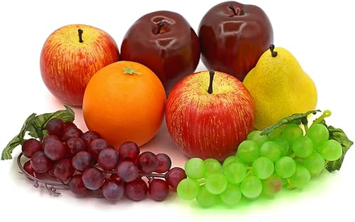 Miniatura 6 de Aeiniweraabbcc SPPRANDOM - Fruta falsa artificial, 8 piezas de centros de mesa de comedor de frutas sintéticas, juego de frutas realistas que