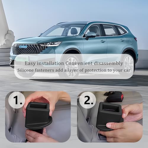 Image of HZEL Car Seat Belt Buckle Holder, 2PCS Silicone Easy Access Vehicle Seatbelt Booster, Automotive Safetybelt Fixer Accessories to Make Buckling Upright Positioning, Universal for Most Cars (Black)