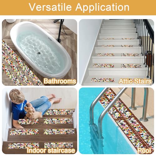 Image of Anti Slip Stair Treads Outdoor Tape, 4 inch x15FT Heavy Duty Non-Slip Rubber Grip Tape Shower Strips Resistant Tape Underwater Waterproof Grip Traction Tape for Pools Stairs Showers Bathroom