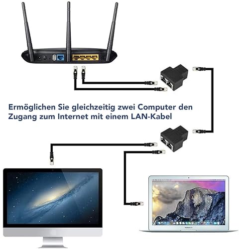LAN-Splitter Vandesail 2 Pack RJ45 Verteiler für Netzwerkverbindungen