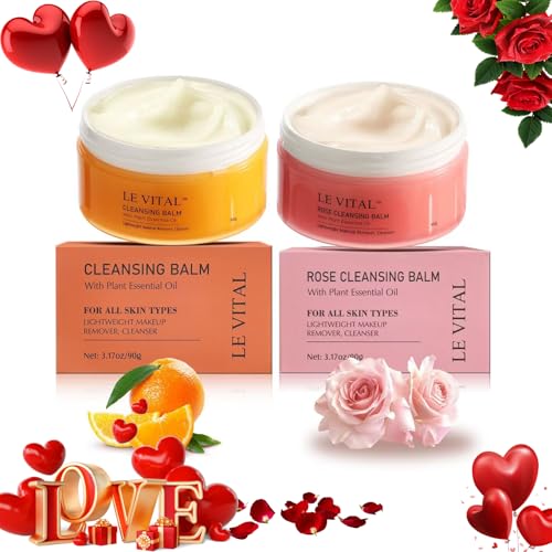 Cleansing Balm Zero Residue, Makeup Remover for All Skin Types, Large Size Hydrating Facial Oil Cleanser, 1-Step Deep Cleanse, with Plant Essential Oil (2 Pack)