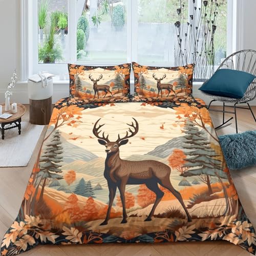 Housse de couette cerf 200x200 cm avec taies d'oreiller lit double - 2