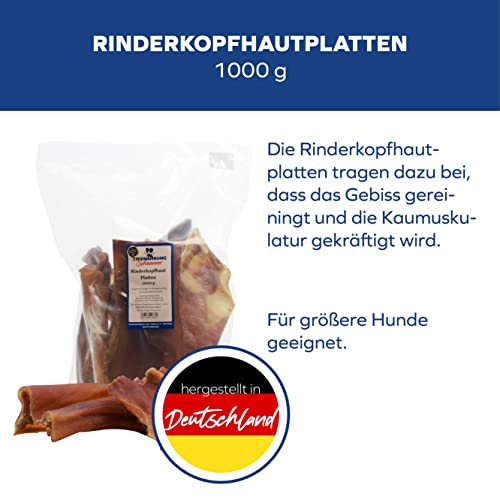 Tiernahrung Schwenner Rinderkopfhautplatten getrocknet - Dog Snacks Zahnpflege Hund - Hunde Kauartikel 1000g