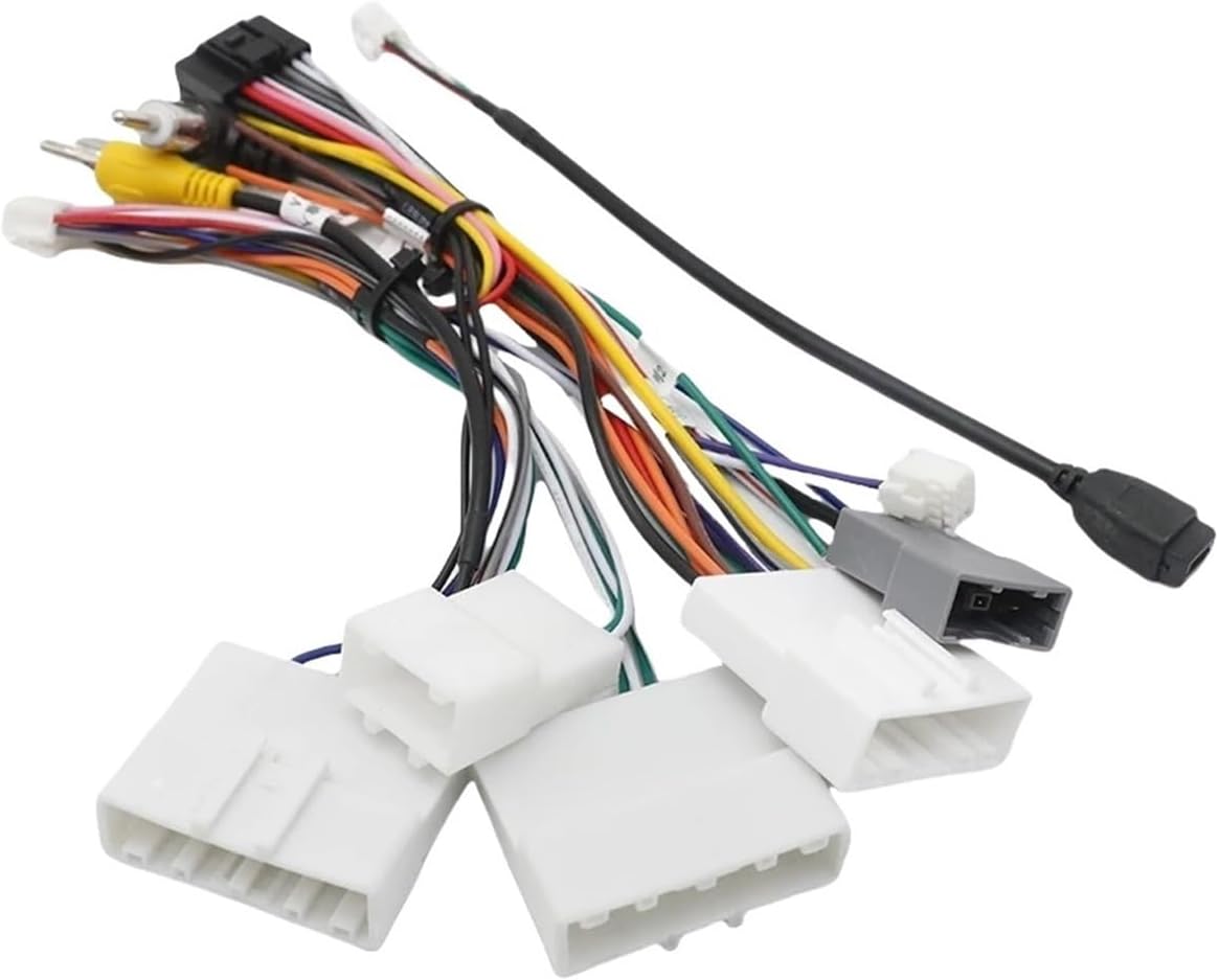 16 Pin Plug Android System Radio Compatible with Nissan Versa/X-Trail/Qashqai/SYLPHY/Teana/Kicks Canbus Box RZ-DF02 with Wiring Harness(Only Cable)