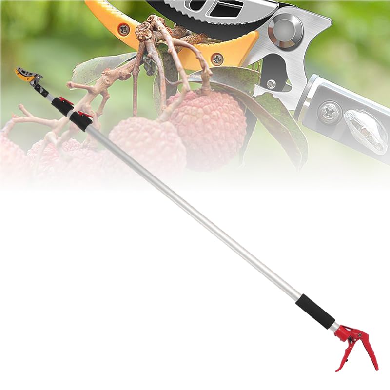Podadora de árboles Telesco de 5 m, pértiga de largo alcance con cabezal de cuchilla giratoria, tijeras de podar extensibles de aluminio ligero para la recolección de fruta y el corte de ramas, mang