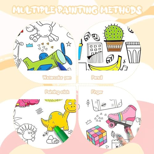 Image of 3pcs Water Drawing Mat for Kids, 80 x 80 cm, Reusable Colouring Mat, Washable Painting Mat with 6 Sketch Pens, Gift Toy for Ages 2-6 Years