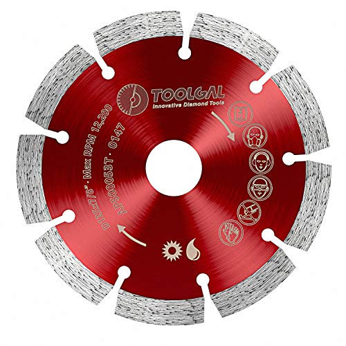 Toolgal Diamond Blade 5" For Masonry - Wet And Dry Cutting Of Concrete/Tiles/Stone - ⅞” Arbor Fit To Angle Grinders, Circular Saws, Masonry Saws, Tilesaw And Cutoff Cutters #TOP2