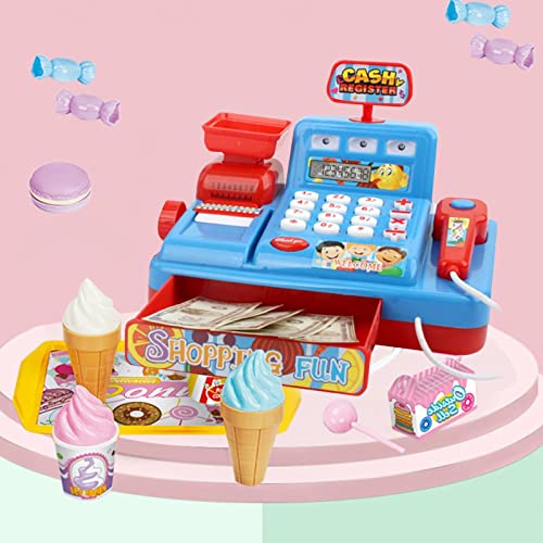 ZHANGHAN Kasse Kinder Rollenspiel Supermarkt Spielzeug Elektronische Kasse Supermarkt Registrierkasse mit Scanner… – Bild 3