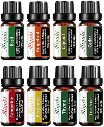 Essential Oil Gift Sets, with Tea Tree,Thyme,Bergamot,Tangerine,Cedar,Cajeput,Grapefruit,Basil Oil for Diffuser,Cleaning,Home,Bedroom,Perfumes,Candles 8 Pack 10ml