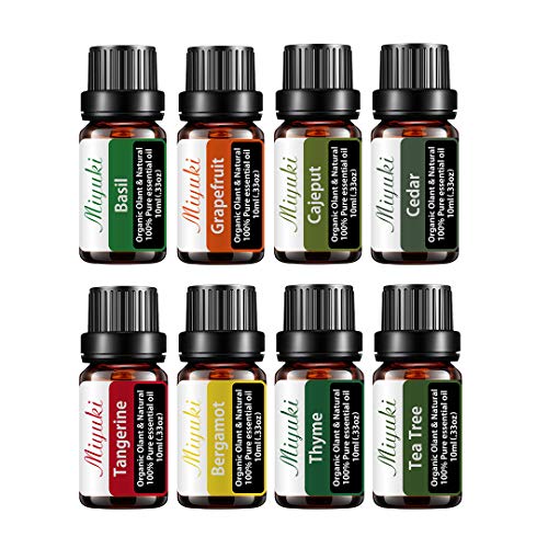 Essential Oil Gift Sets, With Tea Tree,Thyme,Bergamot,Tangerine,Cedar,Cajeput,Grapefruit,Basil Oil For Diffuser,Cleaning,Home,Bedroom,Perfumes,Candles 8 Pack 10Ml #TOP5