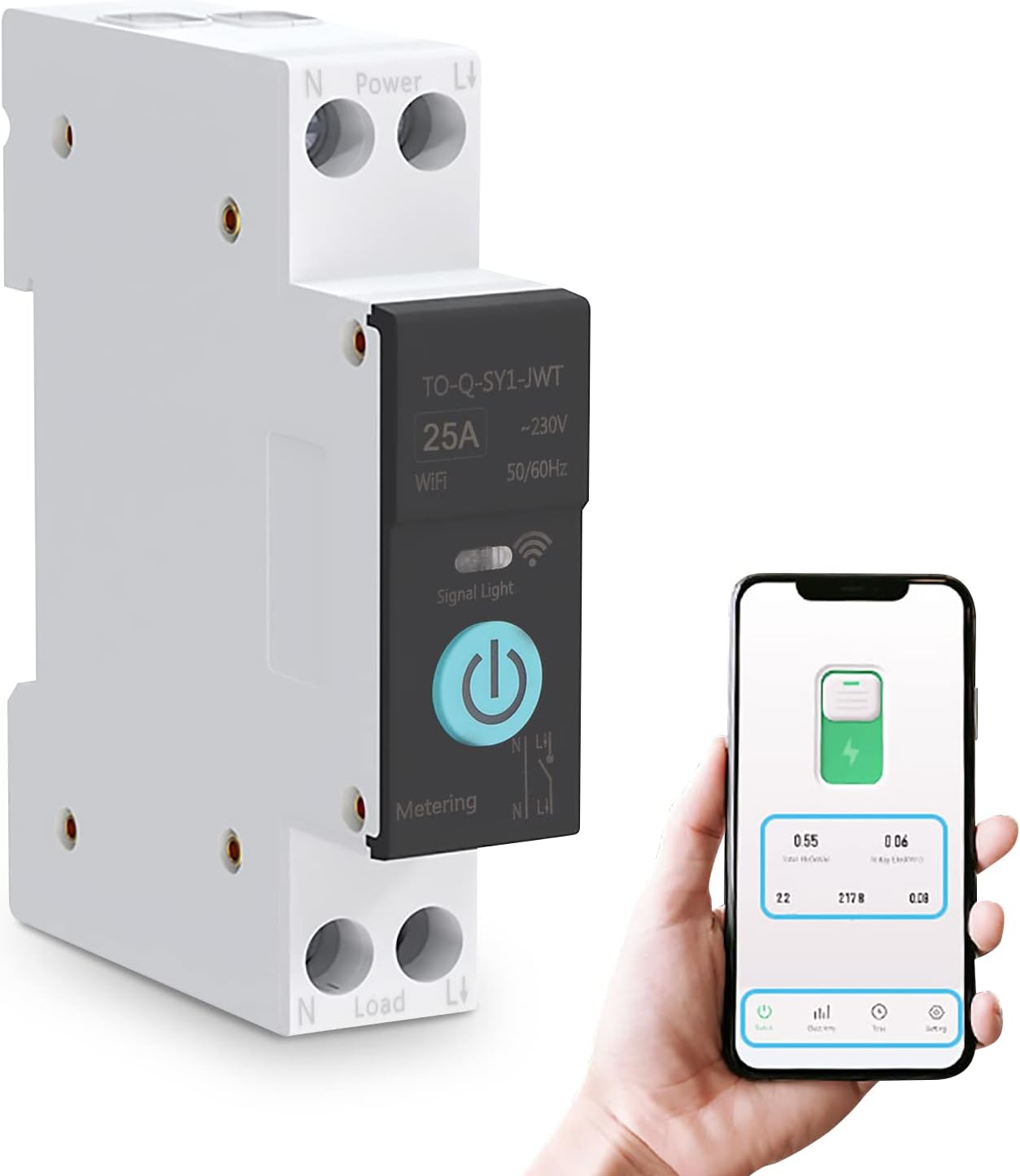 Wi-Fi Circuit Breaker with App Control & Scheduling – 25A WiFi MCB for Home Automation, Energy Monitoring, and Remote Switching
