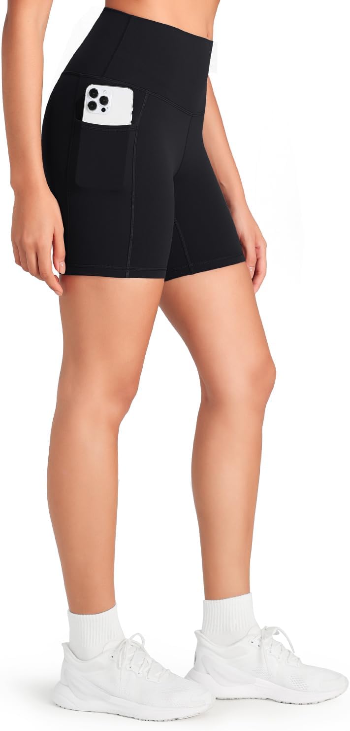 HeyNuts Workout Pro Biker Shorts with Pockets 4''/ 6'', Compression High Waisted Workout Shorts