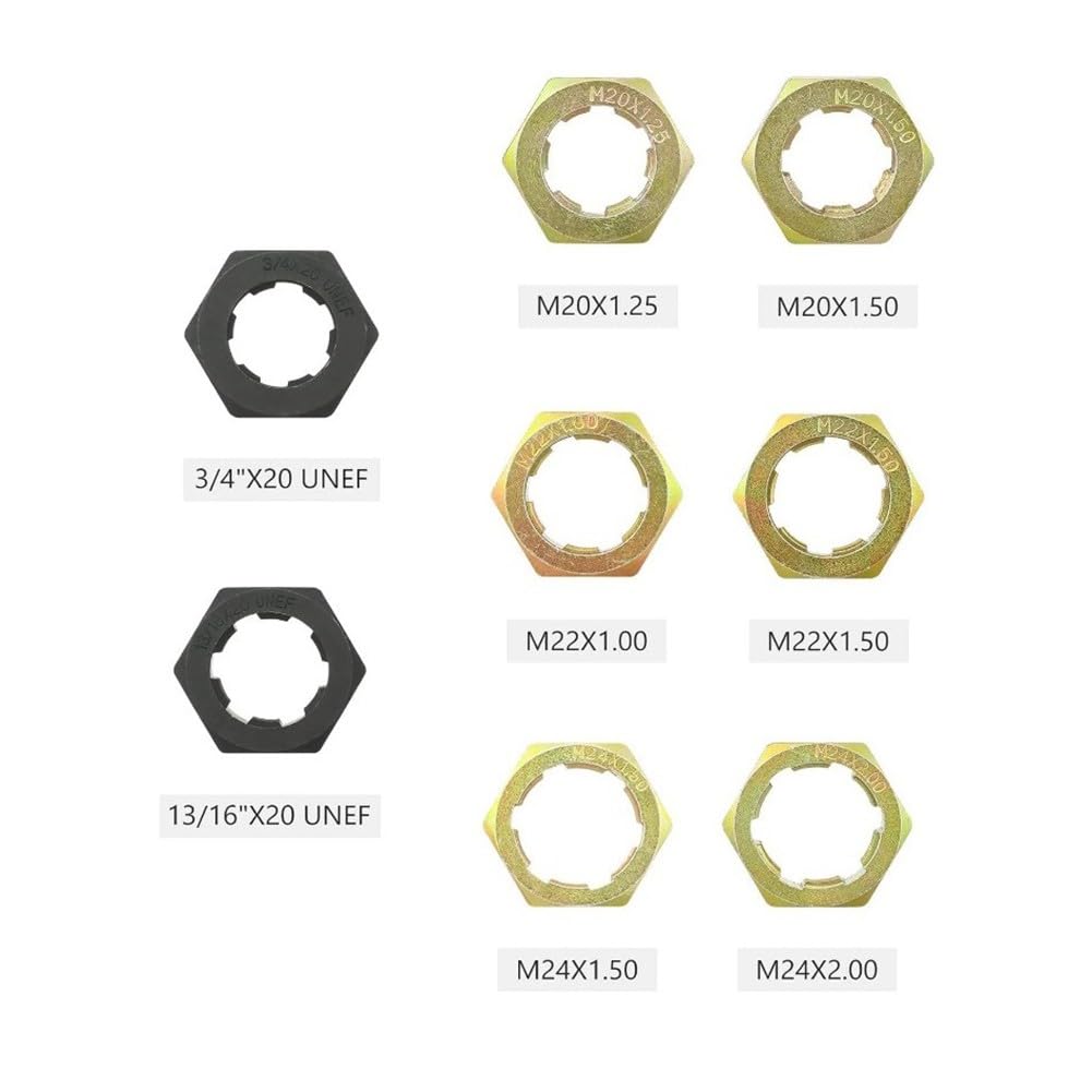 EasyByMall Set di 8 attrezzi per la rifilatura del mandrino dell'asse, kit di riparazione per filettatura metrica M20-M24 e 3/4"-13/16", set di riparazione per fustelle in lega con custodia