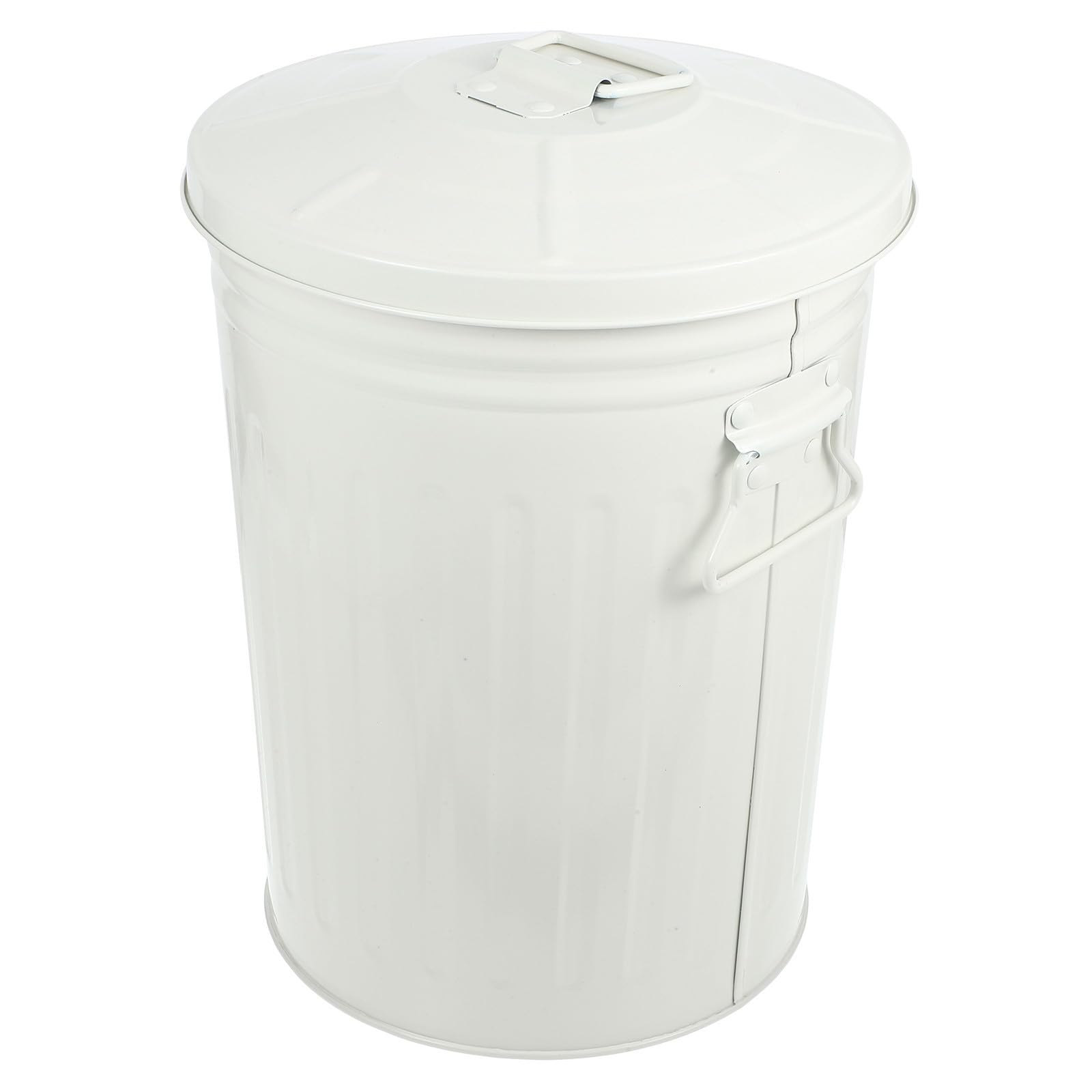 Didiseaon Papelera Metálica Redonda de Hierro con Tapa, 8l Beige