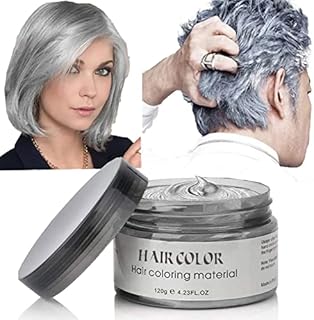 Silver Gray Hair Dye,Acosexy Fashion Colorful Gray Temporary Hair Spray Wax Pomades Disposable Natural Hair Strong Style Gel Cream Hair Color Dye,Instant Hairstyle Mud Cream for Women Kids Party, Cosplay, Masquerade etc. (Silver Gray)