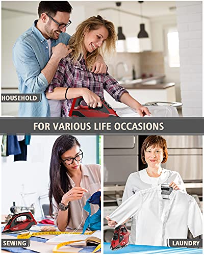 Omaiga Cordless Iron, 1500W Cordless Irons For Clothes, Steam Iron With 11.84Ozs Water Tank, Anti Drip Clothes Iron Steam With Ceramic Soleplate, Irons For Clothes With 3 Temperature Settings-Red #TOP7