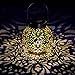 Outdoor Solar Hanging Lantern Lights Metal LED Decorative Lamp for Garden Patio Courtyard Lawn and Table with Hollowed-Out Design (Bronze)