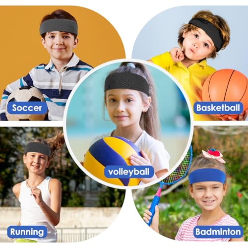 Dimeho 3 faixas de cabelo esportivas para crianças, meninos, meninas, atléticas, elásticas, faixas d