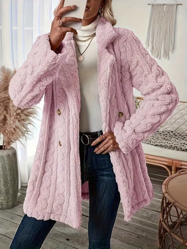 Women's Fall Winter Fuzzy Fleece Jackets Lapel Open Front Long Teddy Cardigan Coat Warm Faux Fur Sherpa Outerwear3