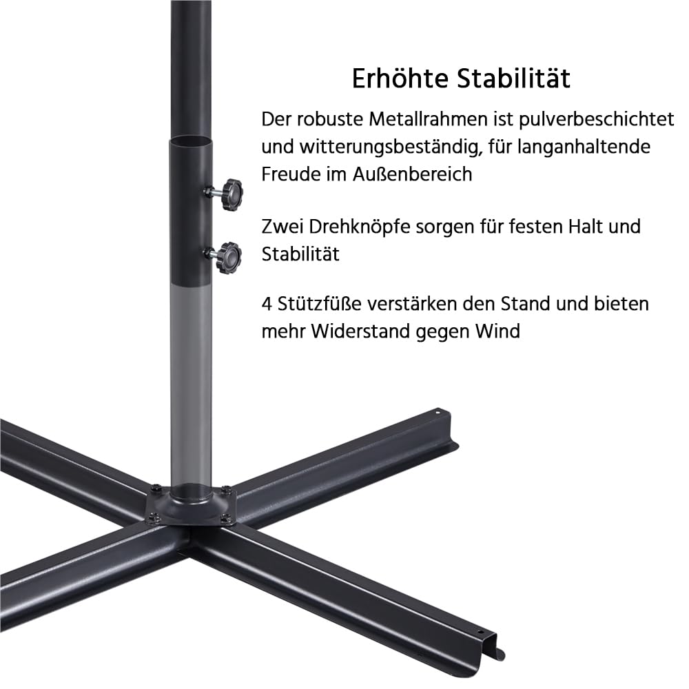 Yaheetech Ampelschirm Φ 300 cm Neigbar Achteckiger mit Kurbe, Hellbraun | Ampelsonnenschirm mit Windöffnung UV-Schutz 50+ Galgenschirm vor UV-Strahlen für Terrasse/Balkon/Garten/Strand