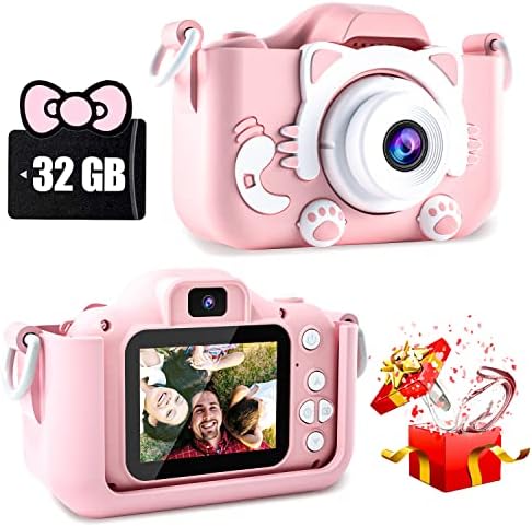 CIMELR Kids Camera Toys for 3 4 5 6 7 8 9 10 11 12 Year Old Boys/Girls, Kids Digital Camera for Toddler with Video, Christmas Birthday Festival Gifts for Kids, Selfie Camera for Kids, 32GB SD Card