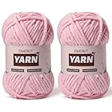 2 Packs Plush Chenille Chunky Crochet Yarn - Baby Yarn for Crocheting Soft - Velvet Yarns Knitting for Blankets Crafts - Fluffy Amigurumi Yarns 100g/131yds (2 Pink)